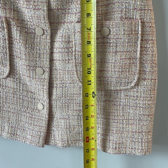 Sandro Paris, light pink textured woven patch pocket button up mini skirt EUC - Picture 4 of 9